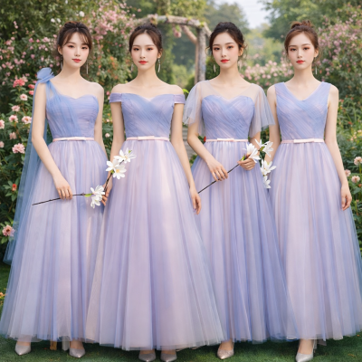 Đầm phù dâu màu xanh 4 kiểu công chúa