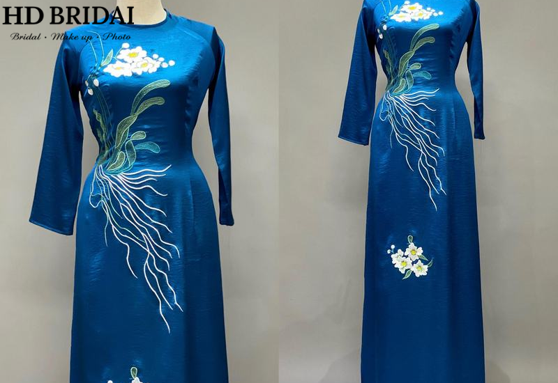 Áo dài bà sui thủy trúc xanh