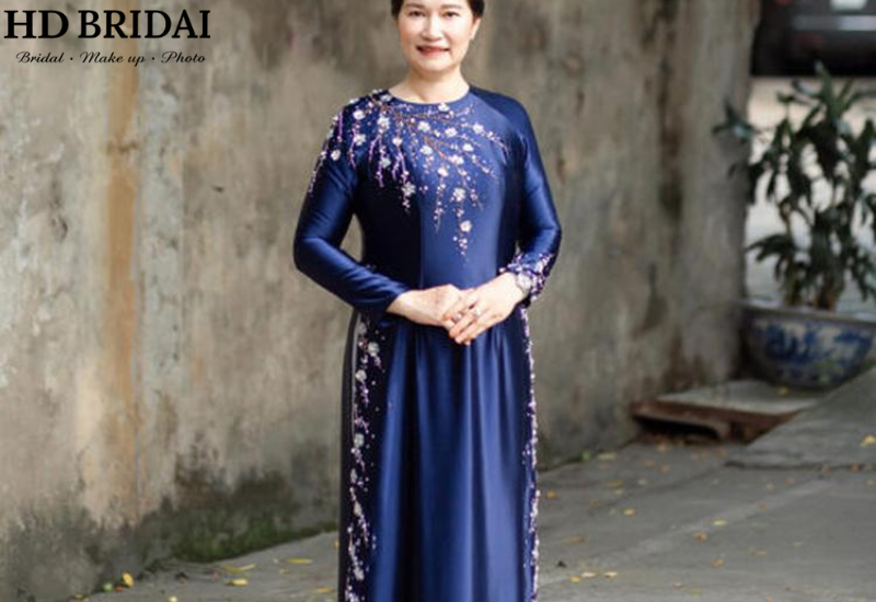 Áo dài bà sui xanh lam
