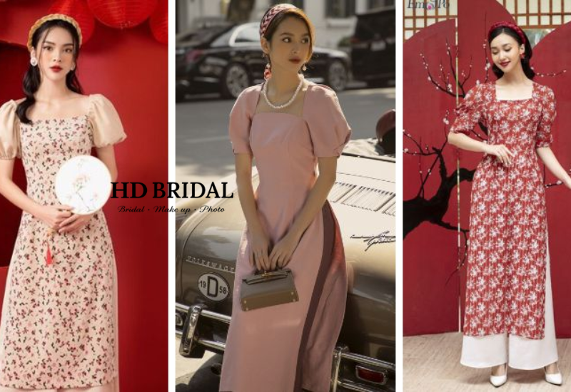 Mẫu áo dài cách tân cổ vuông