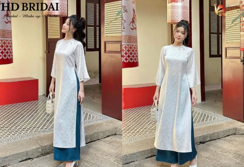 Áo Dài Gấm Trắng