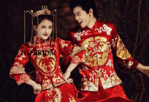 Áo khỏa truyền thống đỏ thêu rồng phương
