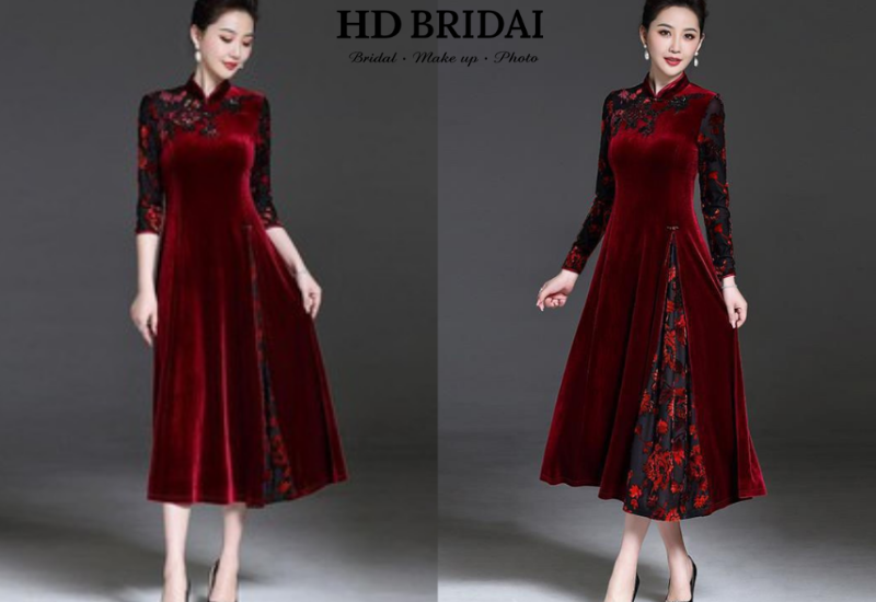 Đầm nhung dự tiệc sang trọng