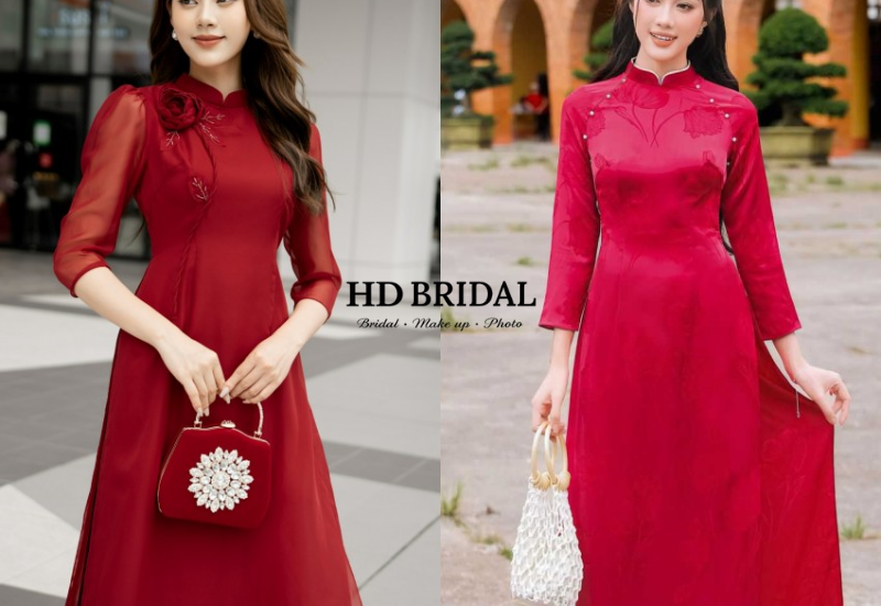 Mẫu áo dài cách tân đỏ ngày Tết